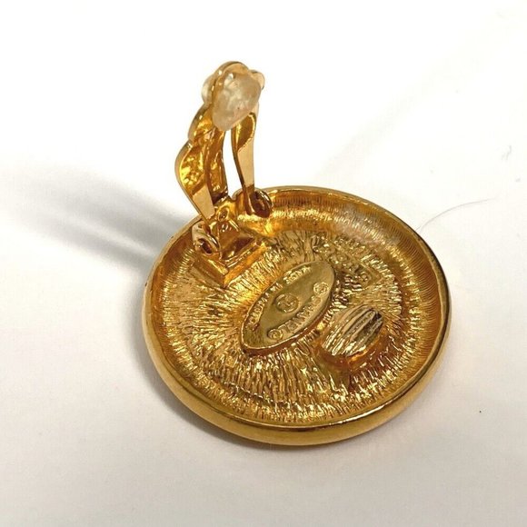 CHANEL vintage Deca CC Mark CC Accessories Earrings Metal Gold - Picture 2 of 8